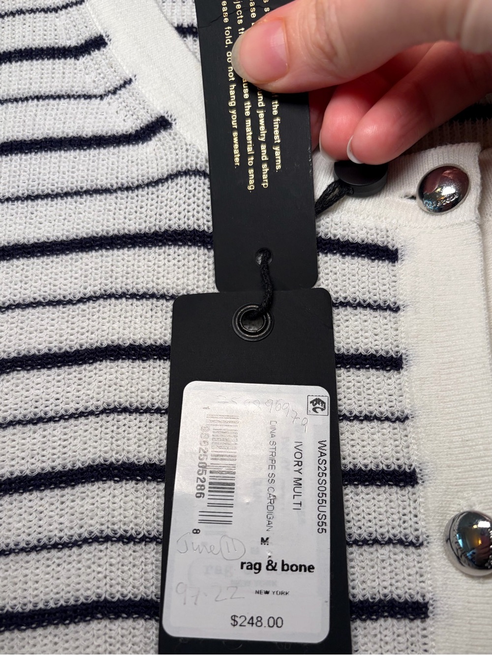 NWT Rag and Bone Dina Stripe Cardigan Top size Medium - Picture 4 of 5